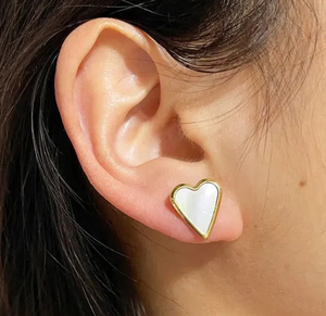 Aubrey MOP Heart Studs