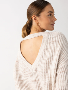 Cozy Stripe V Back Sweater