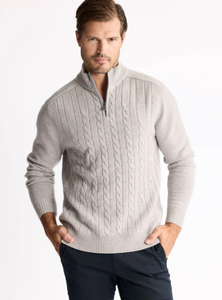 The River Cashmere Blend Cable Zip Mock