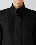 Silk Linen Box Stand Collar Jacket