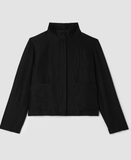 Silk Linen Box Stand Collar Jacket