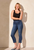 Audrey Pull On Straight Crop Jeans W/ Front Crease