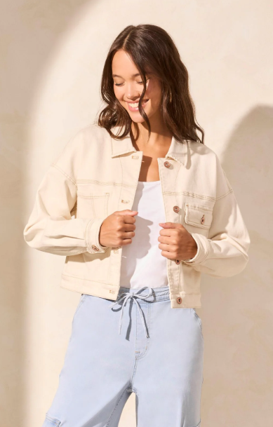 Drop Shoulder Crop Denim Jacket