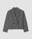 Cotton Tweed Notch Collar Short Blazer