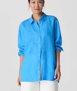 Organic Handkerchief Linen Classic Collar Easy Shirt