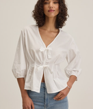 Cotton Poplin Tie Front Shirt