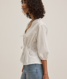 Cotton Poplin Tie Front Shirt