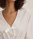 Cotton Poplin Tie Front Shirt