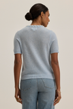 Cashmere Short Sleeve Pearl Neck Crew