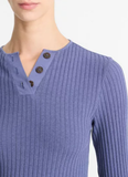 Ribbed Cotton-Blend Henley