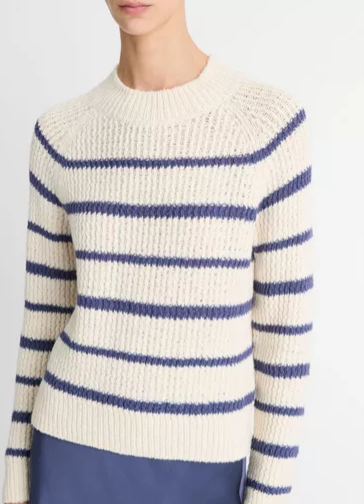 Ribbed Stripe Cotton-Blend Pullover