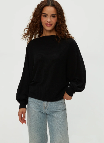 Roxy Balloon Sleeve Ribbed Top