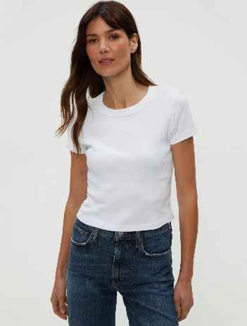 Mimi 1x1 Cotton Cropped Crew Tee