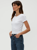 Mimi 1x1 Cotton Cropped Crew Tee