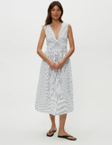 Penelope Twist Front Oxford Midi Dress