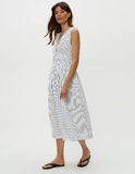 Penelope Twist Front Oxford Midi Dress