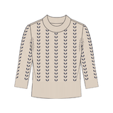 3/4 Sleeve Mock Neck W/Cables Detail