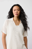 Cotton Silk Cord Split Neck Top