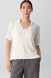 Cotton Silk Cord Split Neck Top