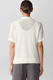 Cotton Silk Cord Split Neck Top