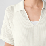 Cotton Silk Cord Split Neck Top
