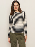 Boatneck Long Sleeve Striped Tee