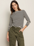 Boatneck Long Sleeve Striped Tee