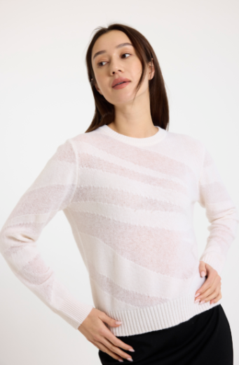 Cashmere Mix Gauge Zebra Crew