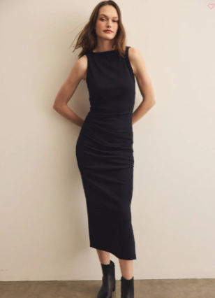 Reign Ultra Rib Midi Pleated Dress