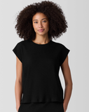 Textured Stretch Rib Round Neck Top