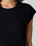 Textured Stretch Rib Round Neck Top