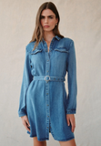 Flap Pocket Belted Shirt Dress