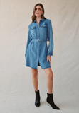 Flap Pocket Belted Shirt Dress