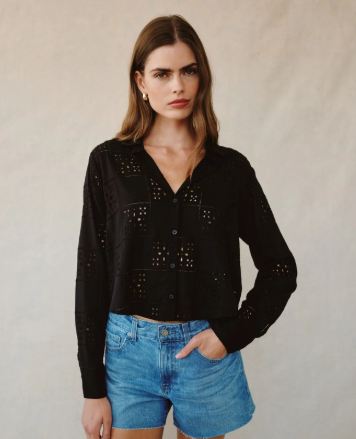 Eyelet Embroidery Button Down