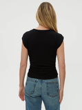 Joni Crew Neck Power Shoulder Top
