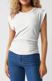 Joni Crew Neck Power Shoulder Top
