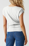 Joni Crew Neck Power Shoulder Top
