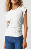Joni Crew Neck Power Shoulder Top