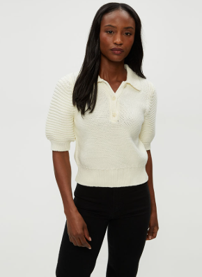 Marley Tape Yarn Collared Popover