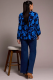 Printed Jacquard Pintuck-Front Blouse