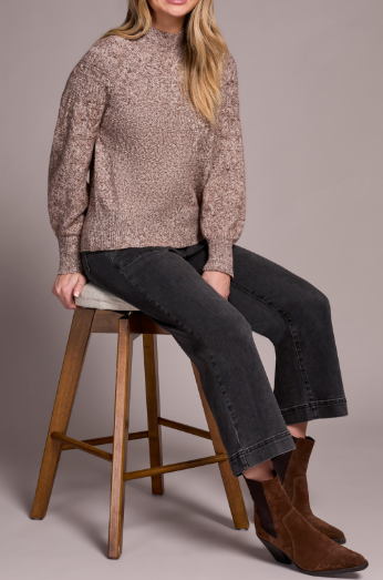 Soft Two Tones Mock Neck Sweater