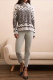 Turtleneck Neck Intarsia Sweater