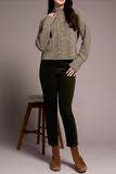 Speckled Yarn Crew Neck Sweater with Puffy Sleeves