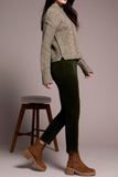 Speckled Yarn Crew Neck Sweater with Puffy Sleeves