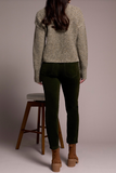Speckled Yarn Crew Neck Sweater with Puffy Sleeves
