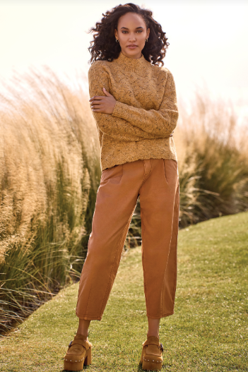 Multi-Color Yarn Mock Neck