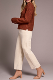 Speckled Yarn Crew Neck Sweater with Puffy Sleeves