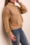 Wool Like Woven Fringe & Knit Jacket