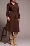 Suede-Like Long Sleeve Shirt Dress