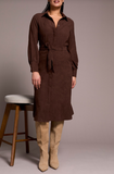 Suede-Like Long Sleeve Shirt Dress